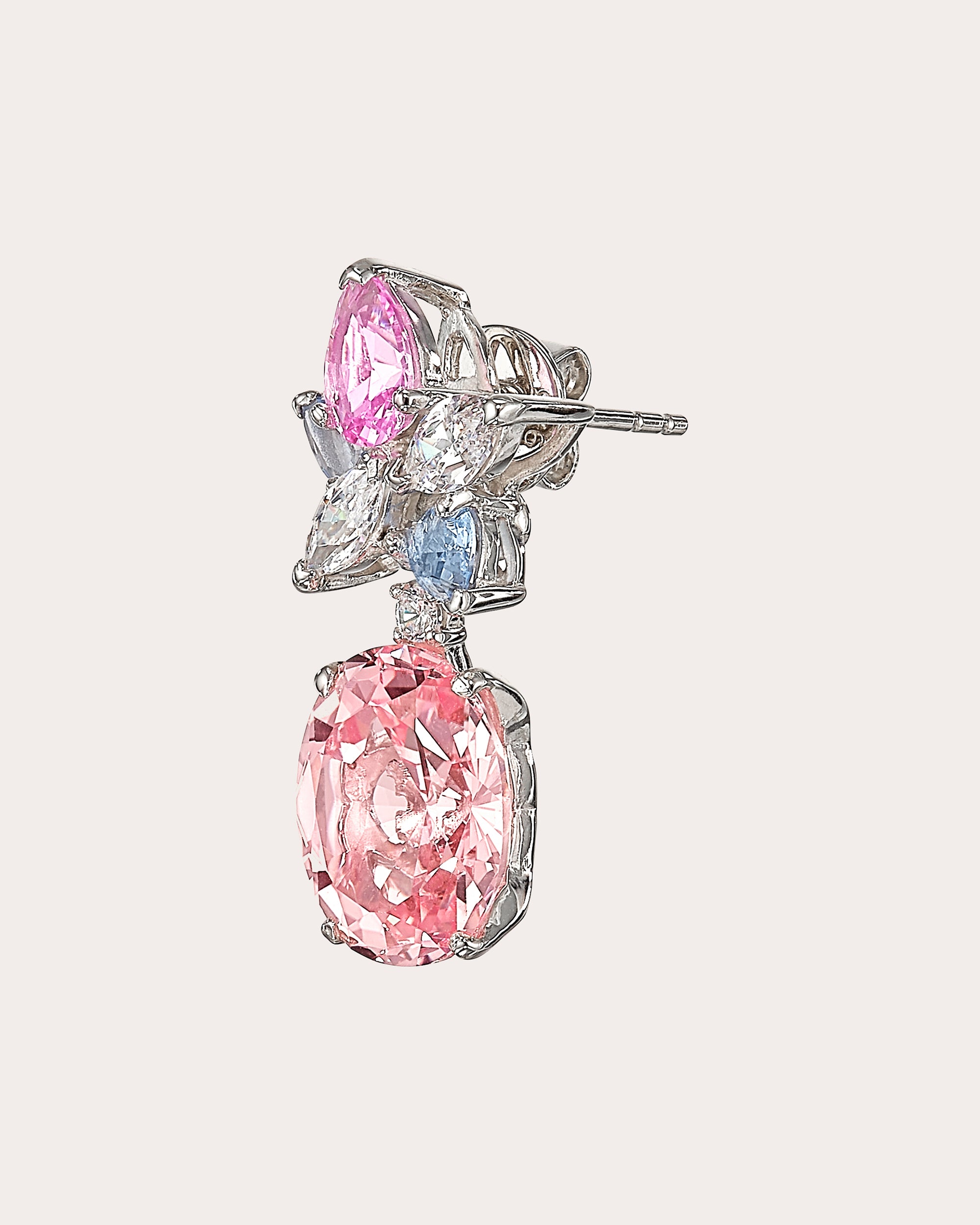 Diamond & Pink Sapphire Lily Drop Earrings