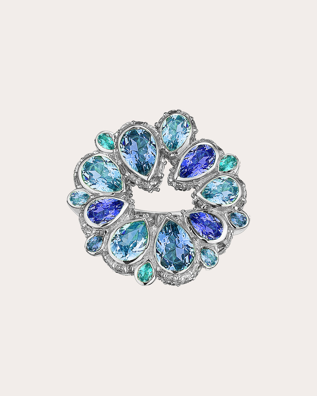 Diamond & Aquamarine Pavé Panettone Ring