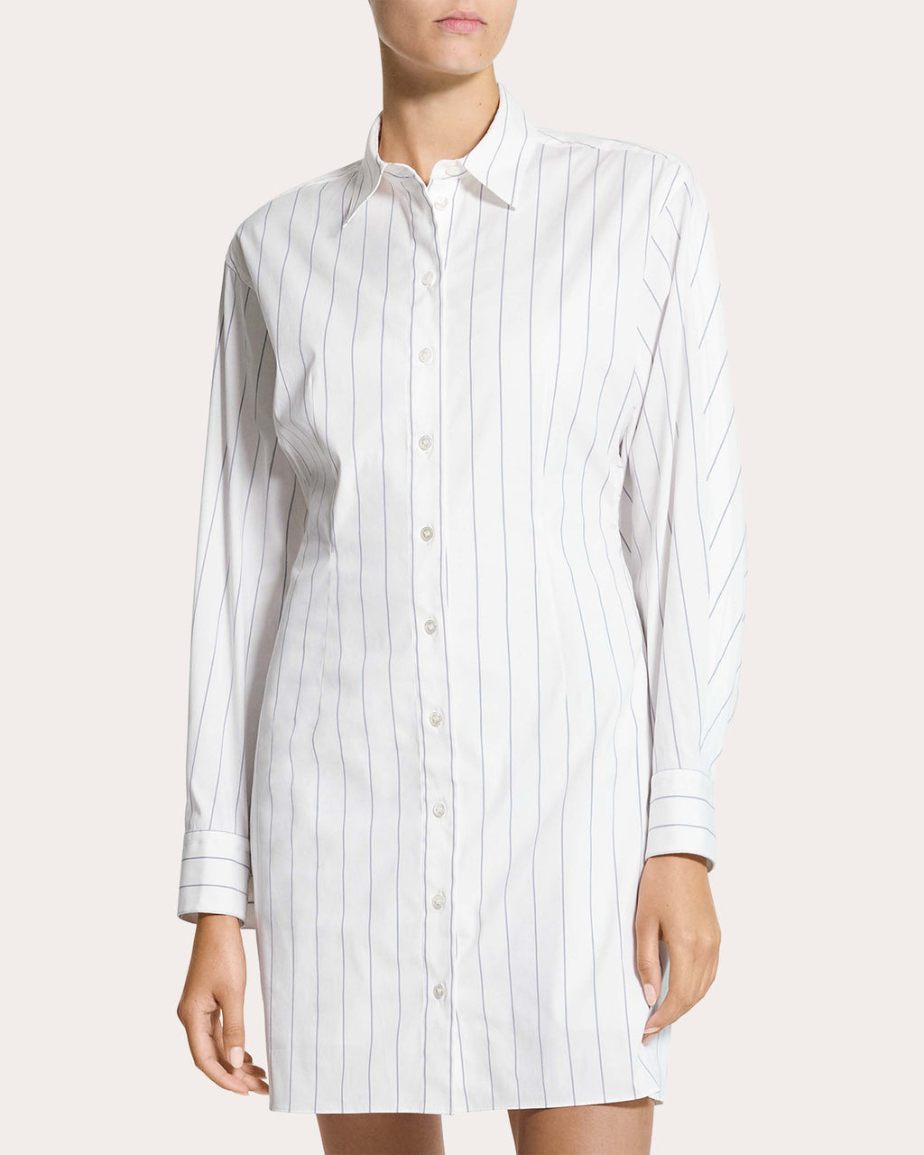 Stripe Poplin Articulated Shirt Dress