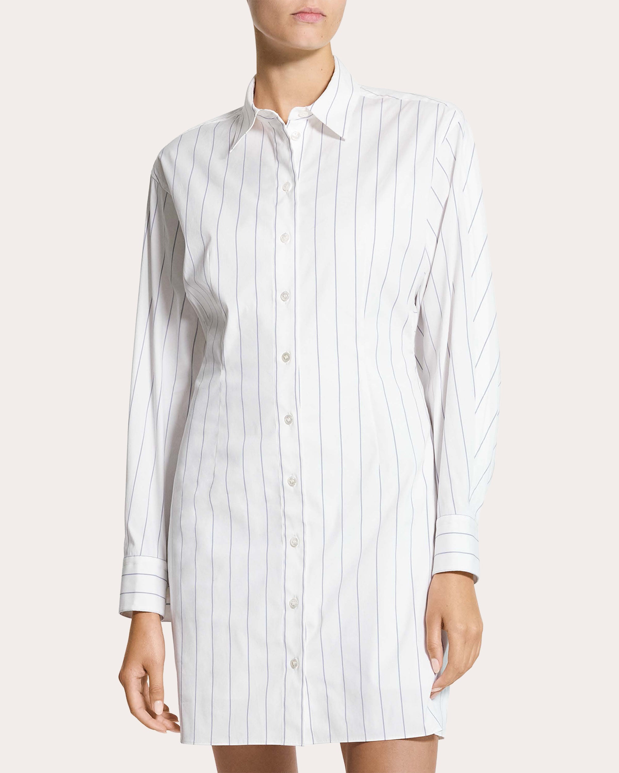 Stripe Poplin Articulated Shirt Dress