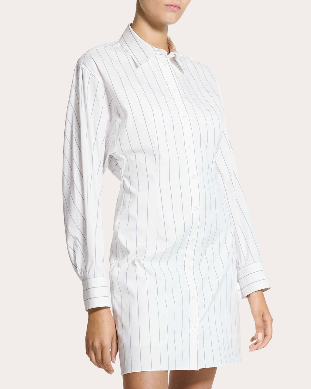 Stripe Poplin Articulated Shirt Dress