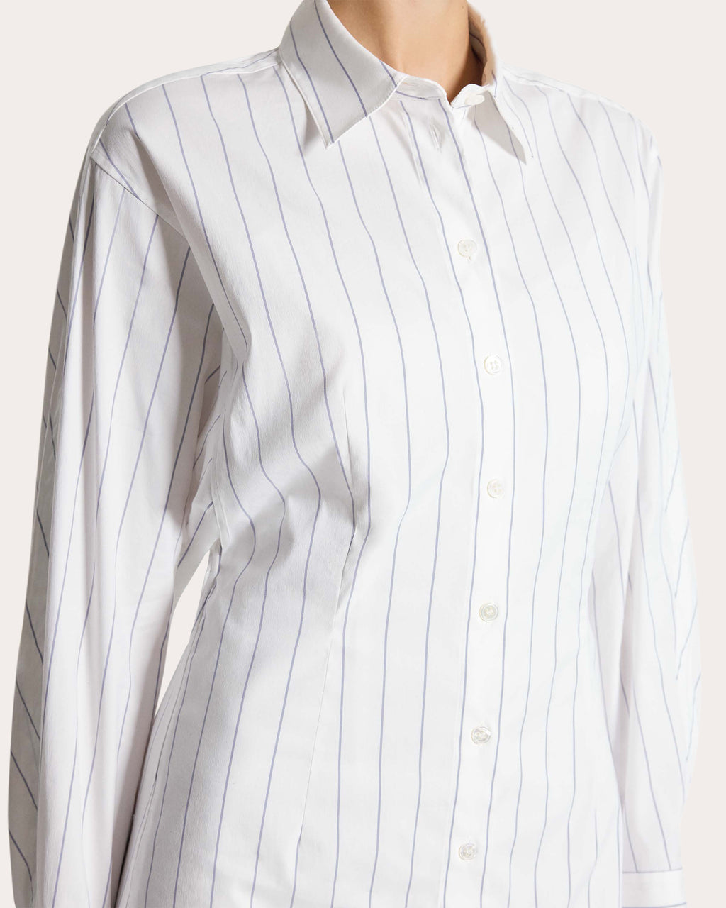 Stripe Poplin Articulated Shirt Dress