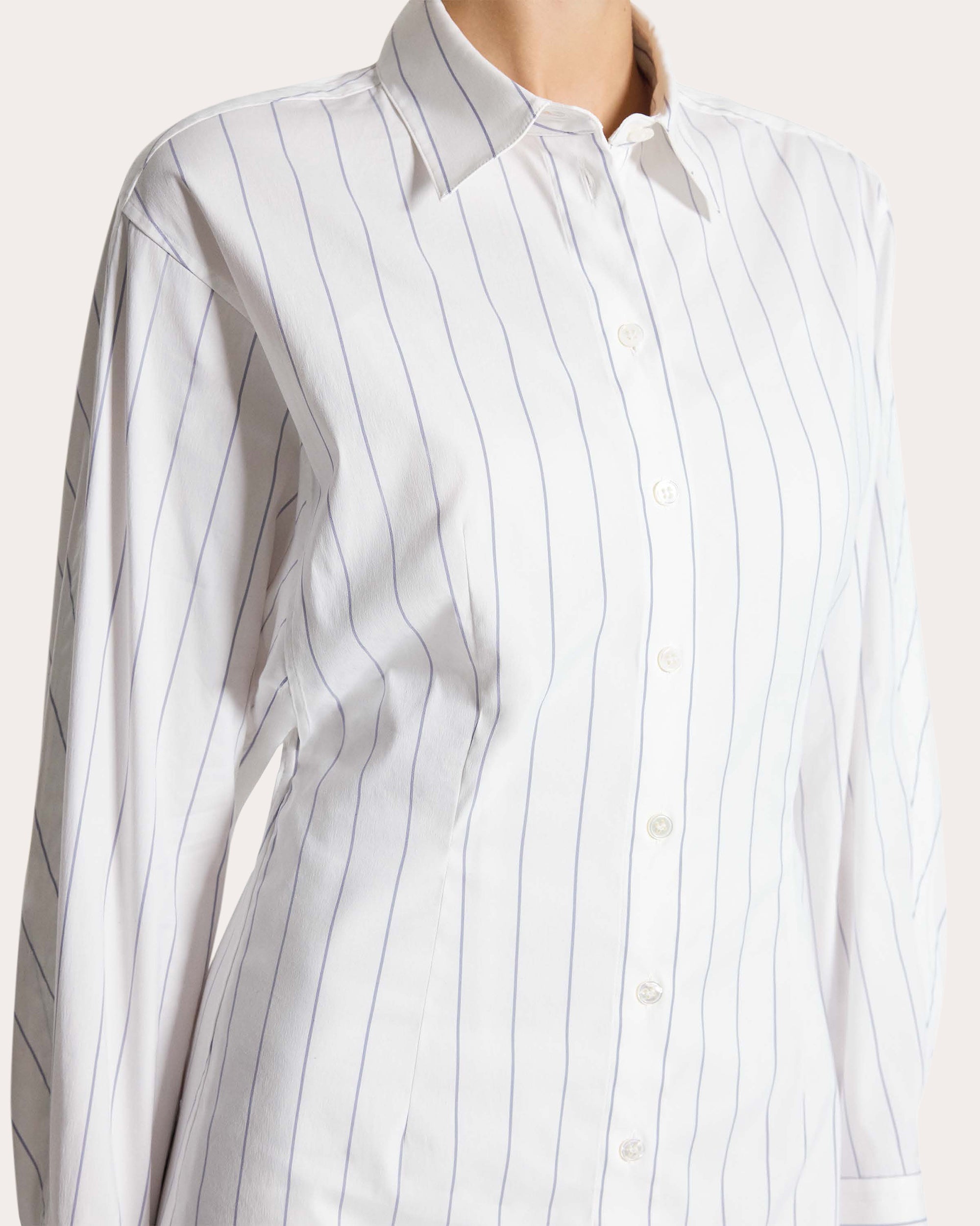 Stripe Poplin Articulated Shirt Dress