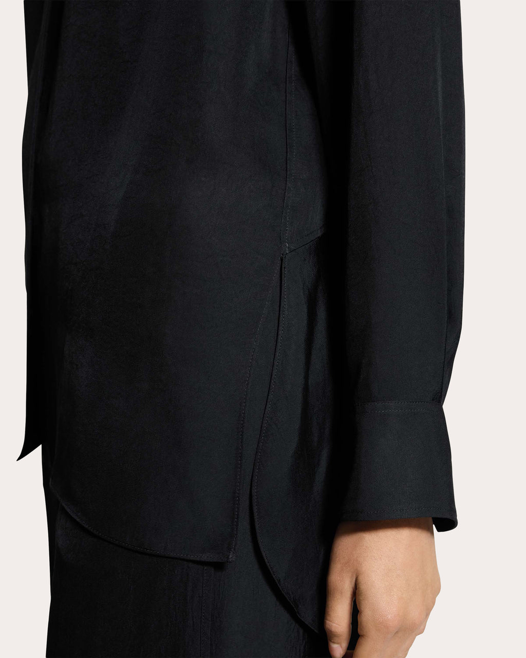 Washed Twill Flounced High-Low Shirt