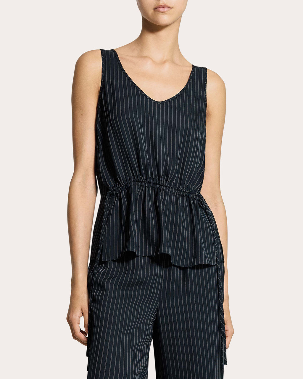 Washed Twill Stripe Drawstring Tank Top