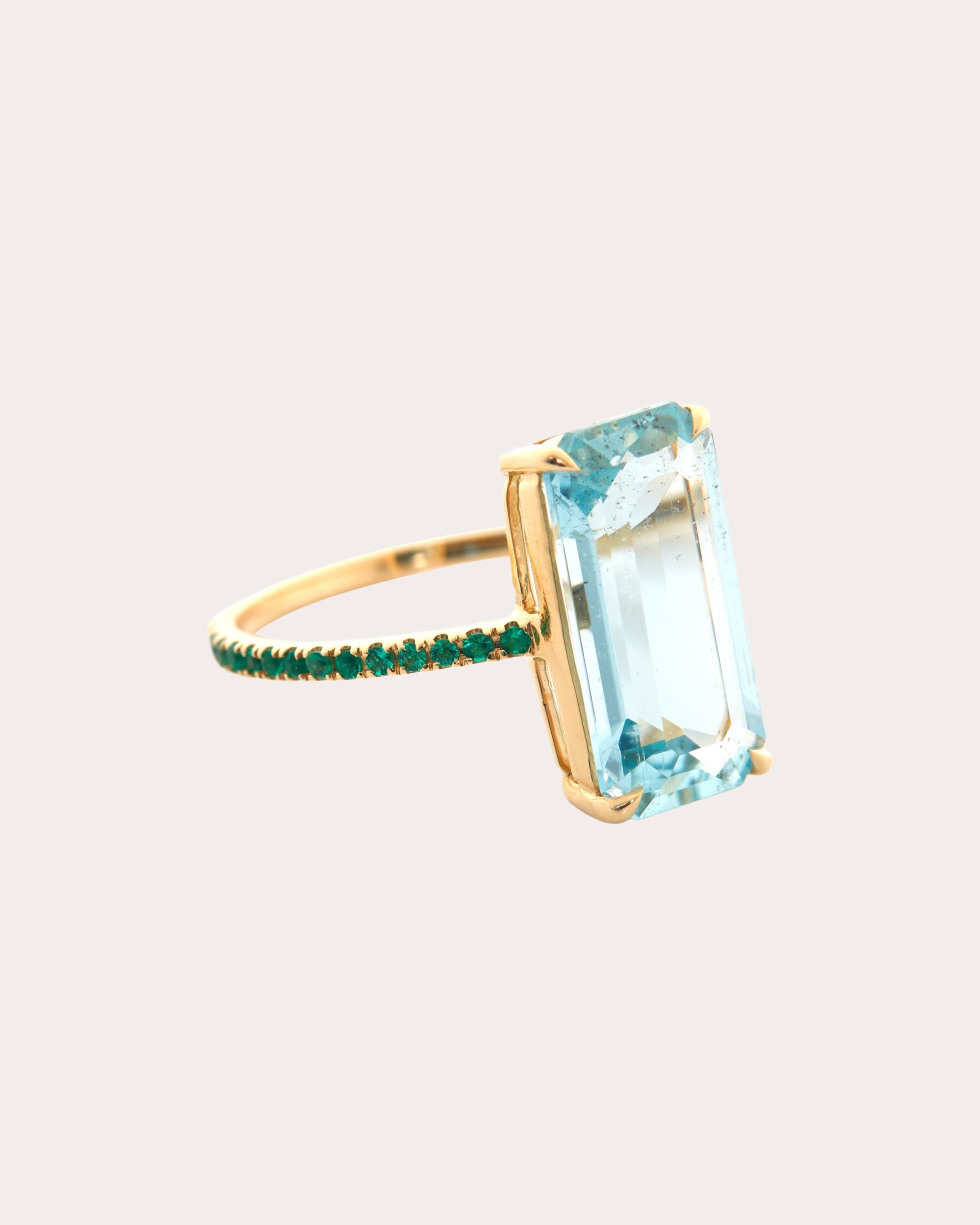 Aquamarine & Emerald 18k Gold Spring Ring