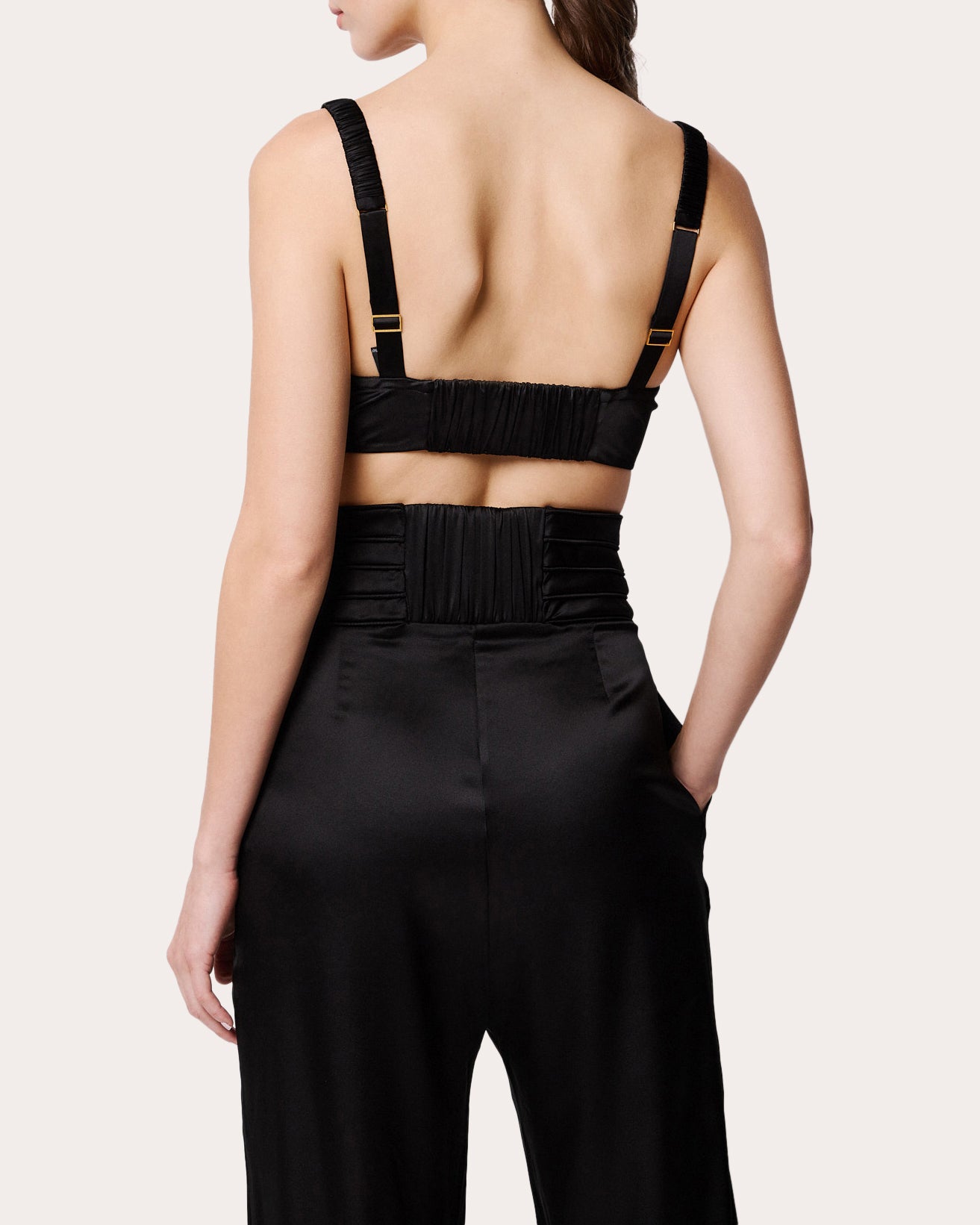 Avenoir Silk Charmeuse Pleated Crop Pants