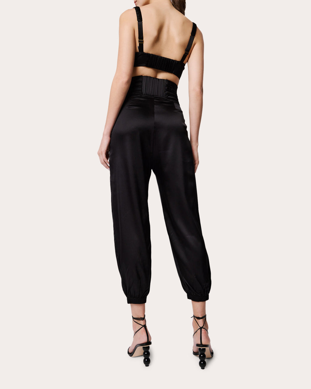 Avenoir Silk Charmeuse Pleated Crop Pants