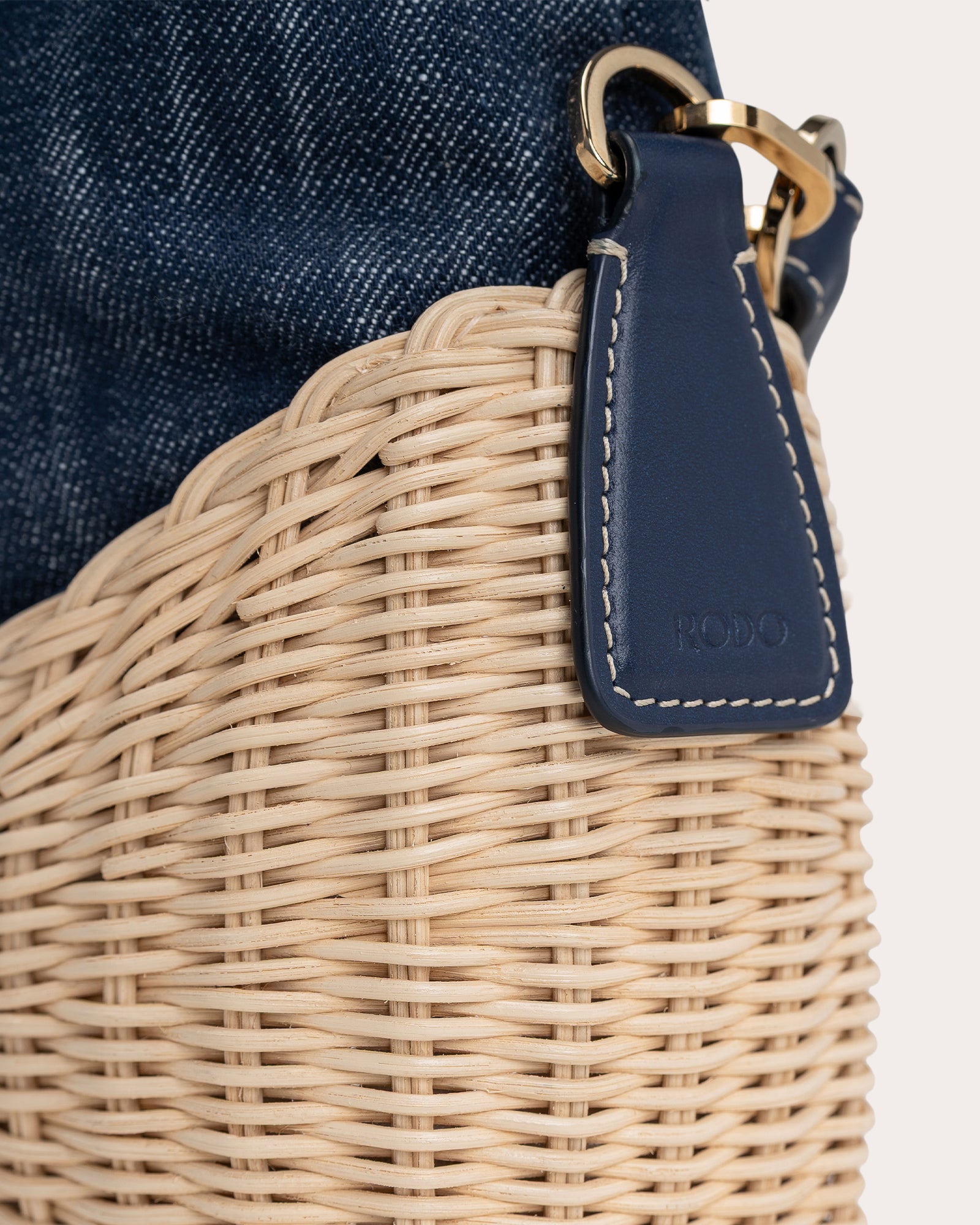 Nadine Wicker Denim Handbag