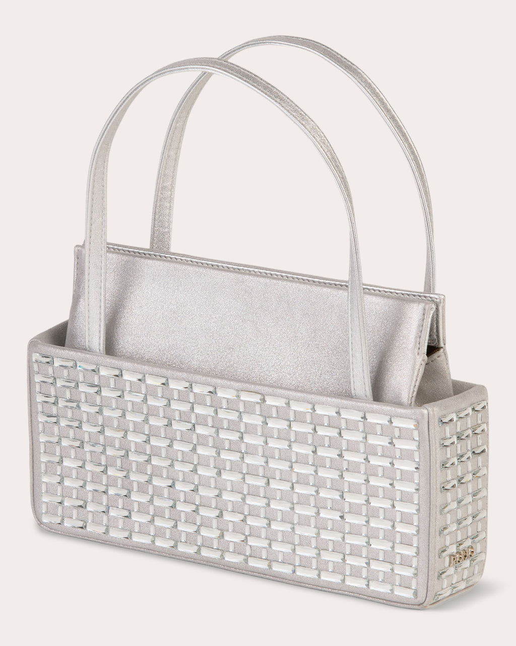 Norma Baguette Crystal Metallic Leather Handbag
