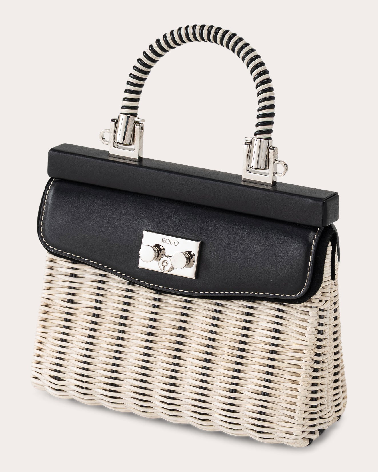 Small Paris Woven Wicker Leather Handbag