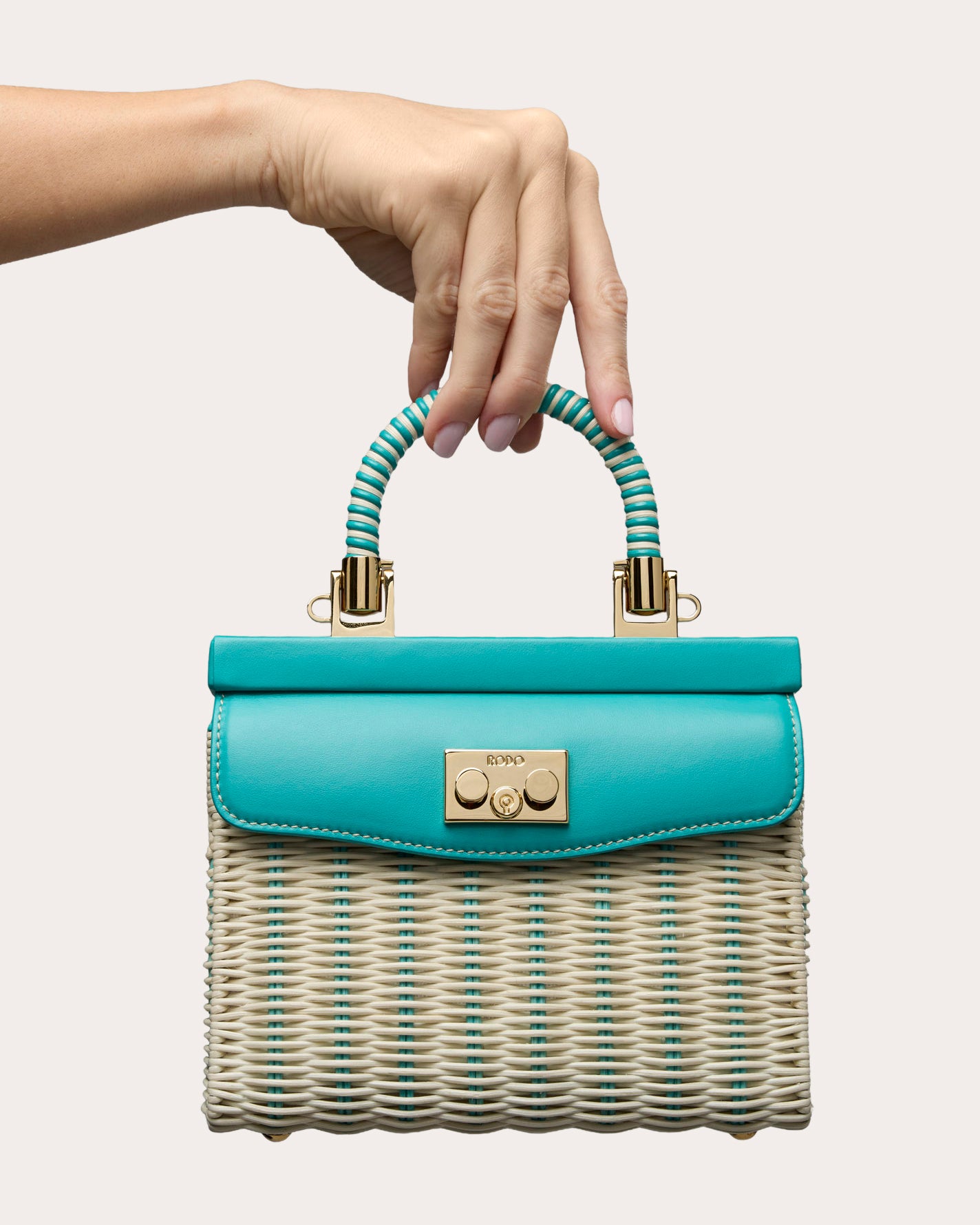 Small Paris Woven Wicker Leather Handbag