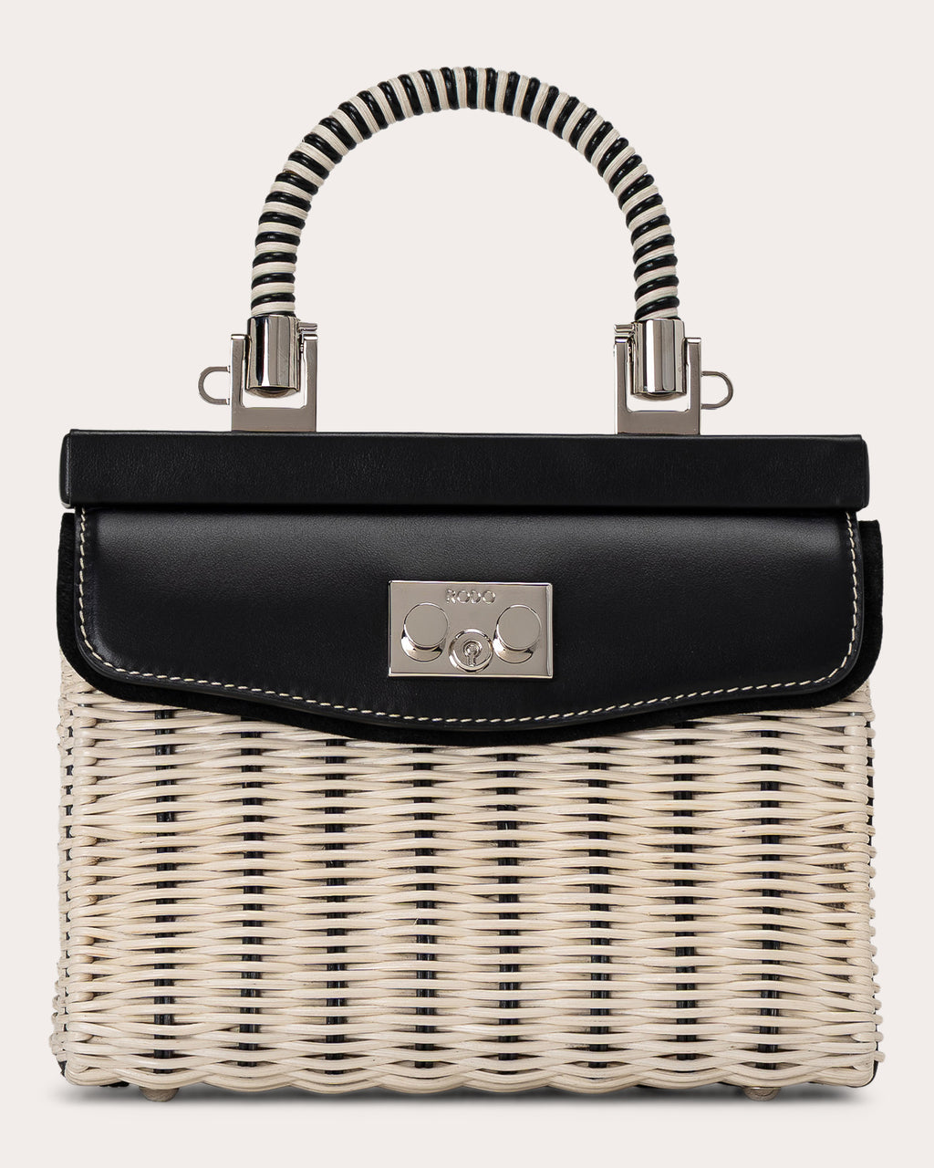 Small Paris Woven Wicker Leather Handbag
