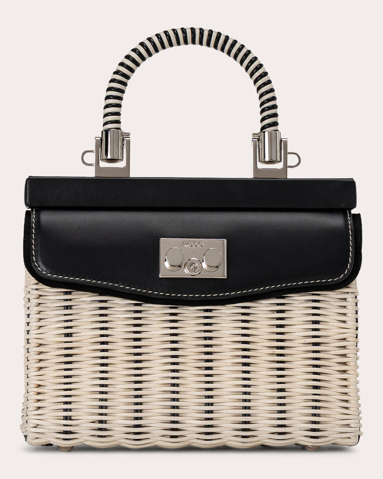Small Paris Woven Wicker Leather Handbag