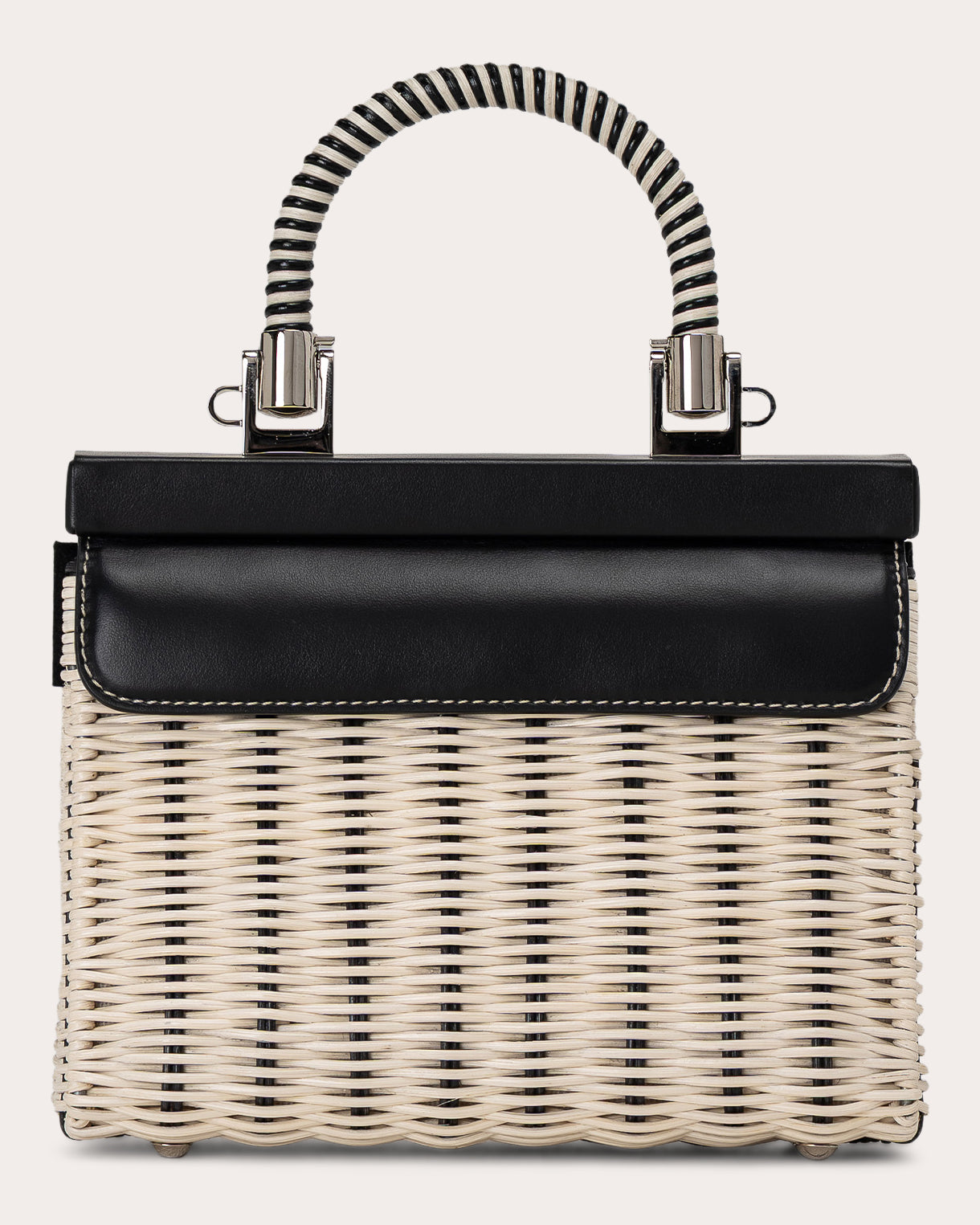 Small Paris Woven Wicker Leather Handbag