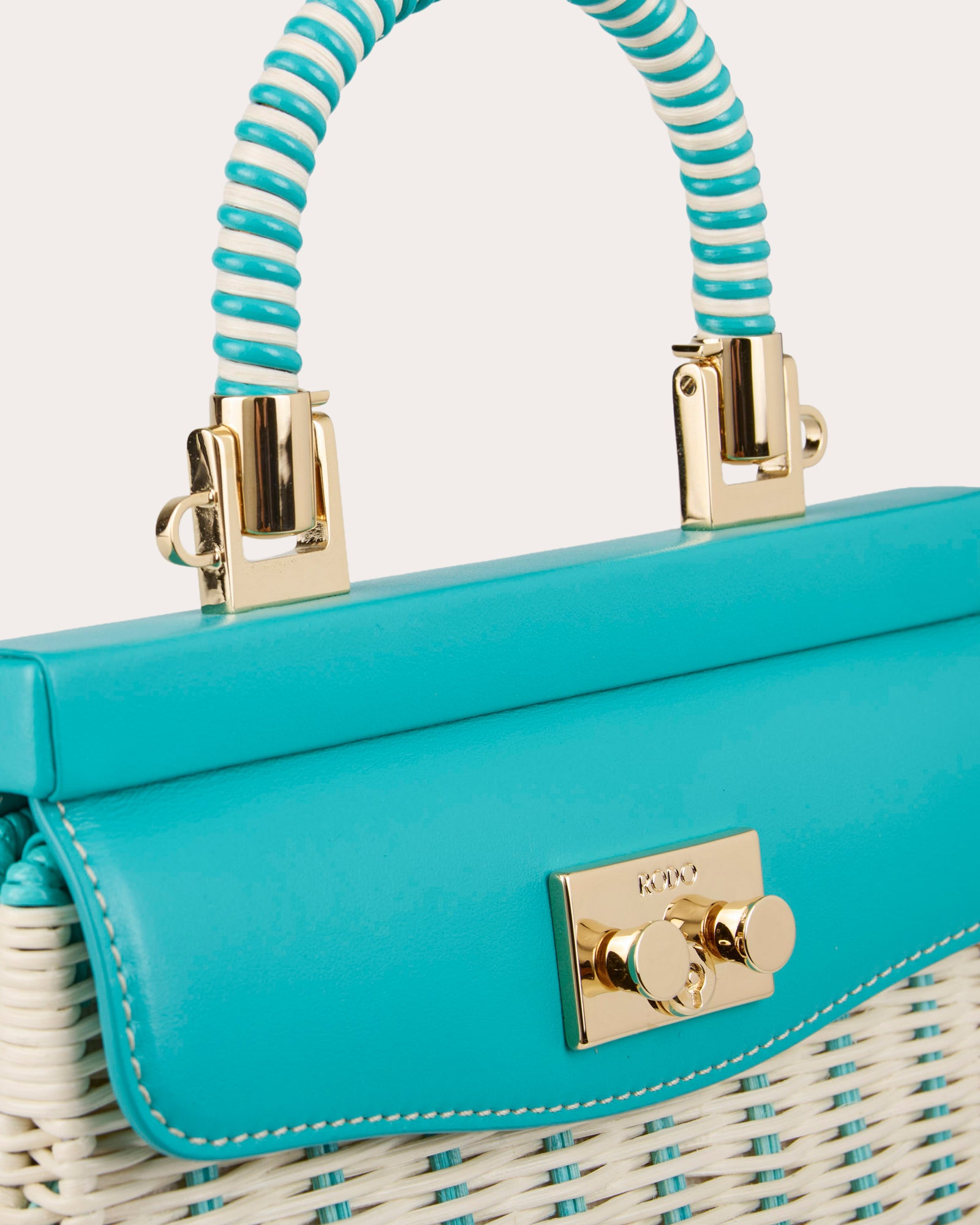 Small Paris Woven Wicker Leather Handbag