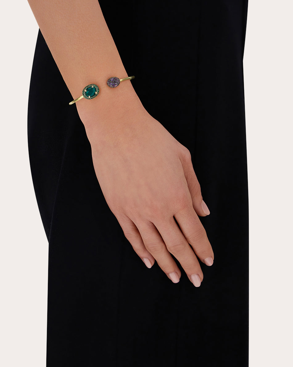 Green Labradorite Doublet Reverse Cuff Bracelet