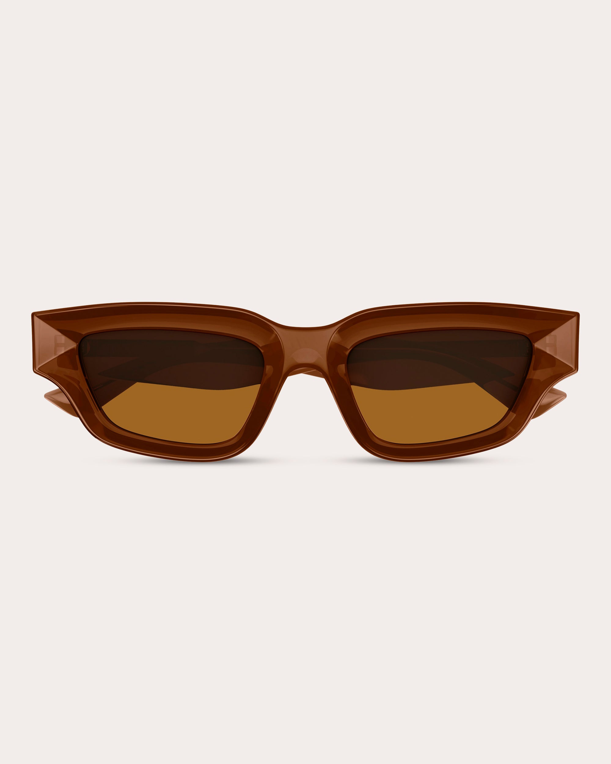 Transparent Brown Edgy Cat-Eye Sunglasses