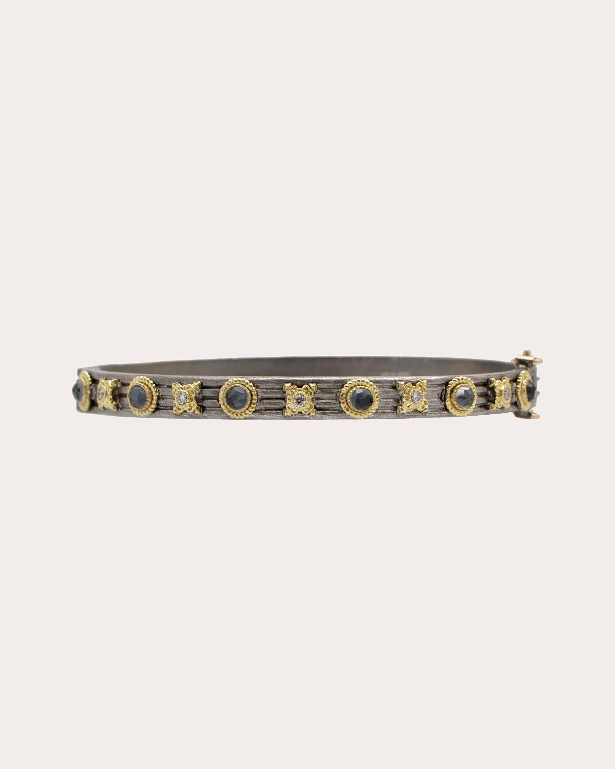 Quartz & Diamond Blackened Two-Tone Bangle