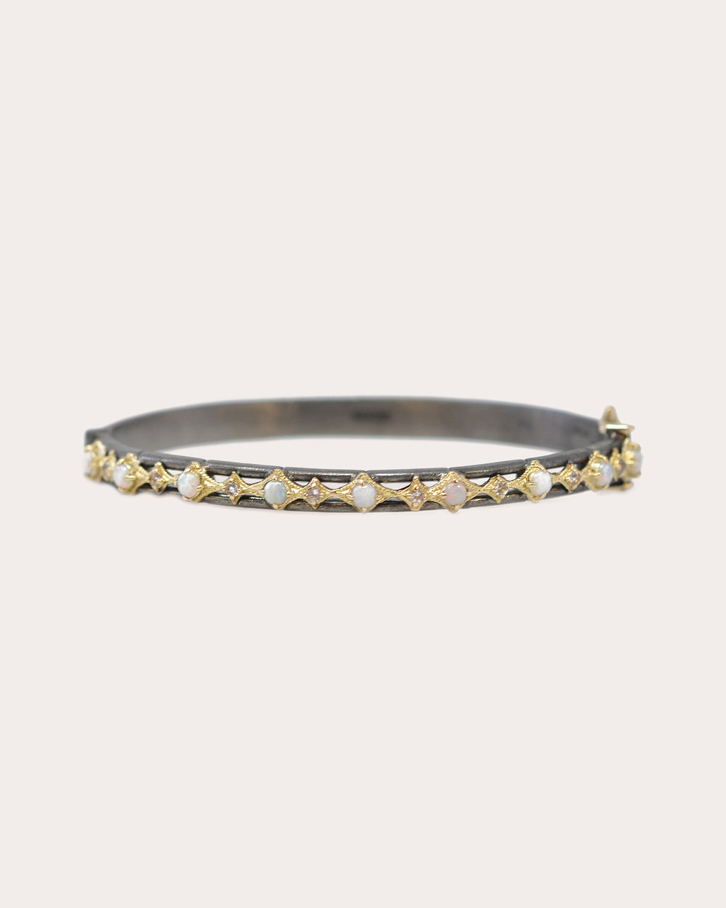 Morganite & Opal Blackened Two-Tone Crivelli Bangle
