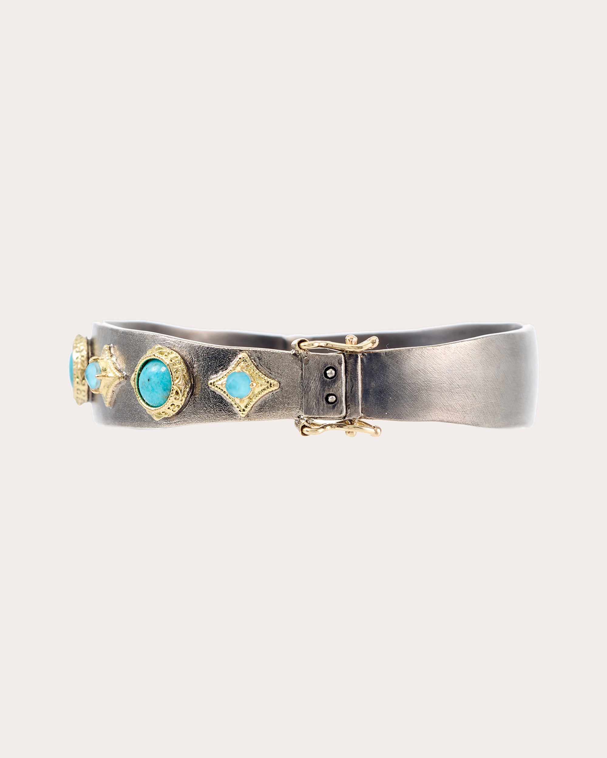 Turquoise Two-Tone Blackened Old World Bracelet