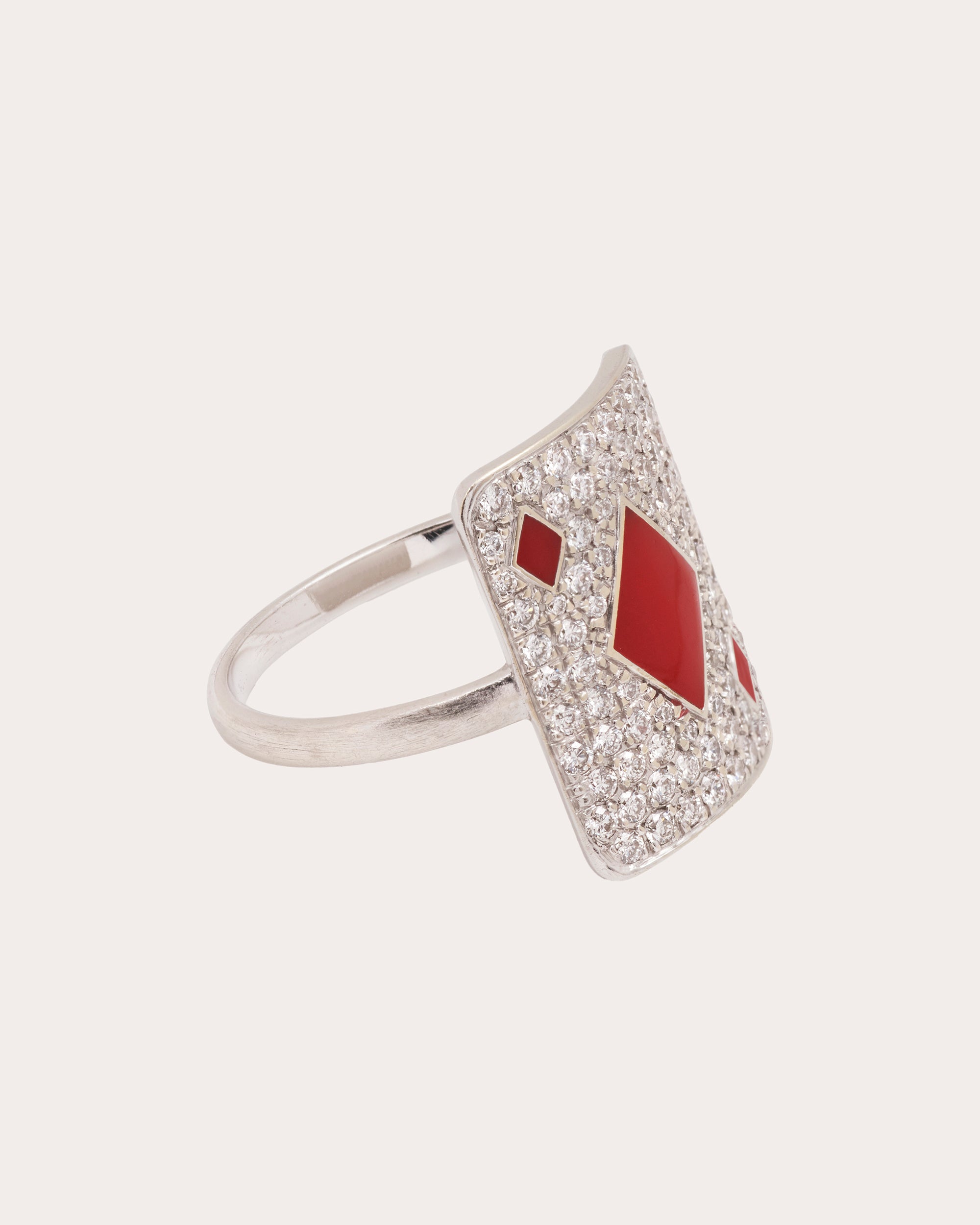 Diamond & 18k White Gold Honneur Pinky Ring