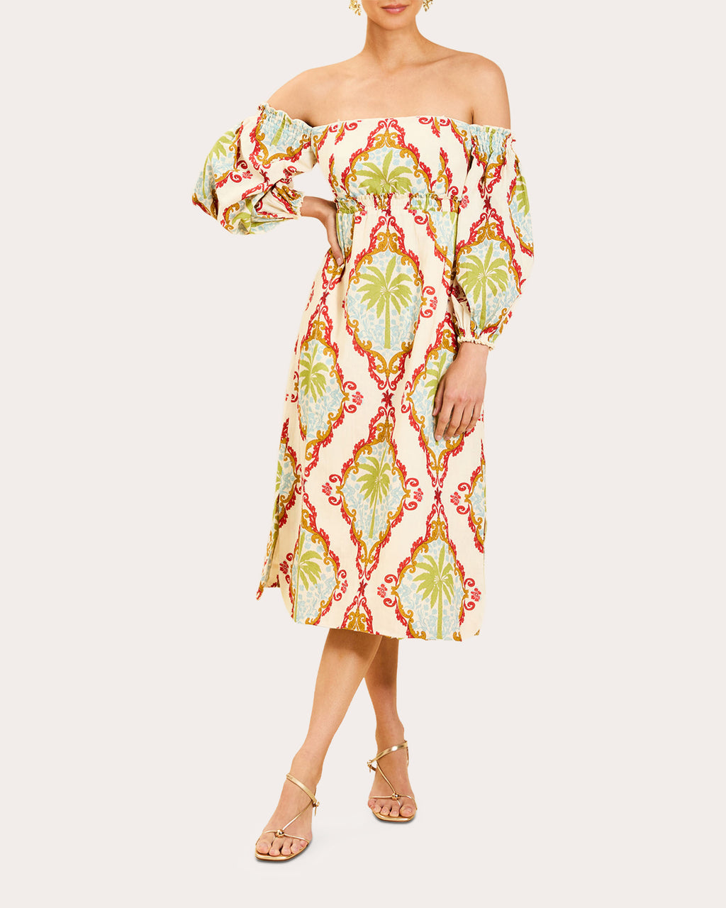 Benny Smocked Off-Shoulder Midi Dress