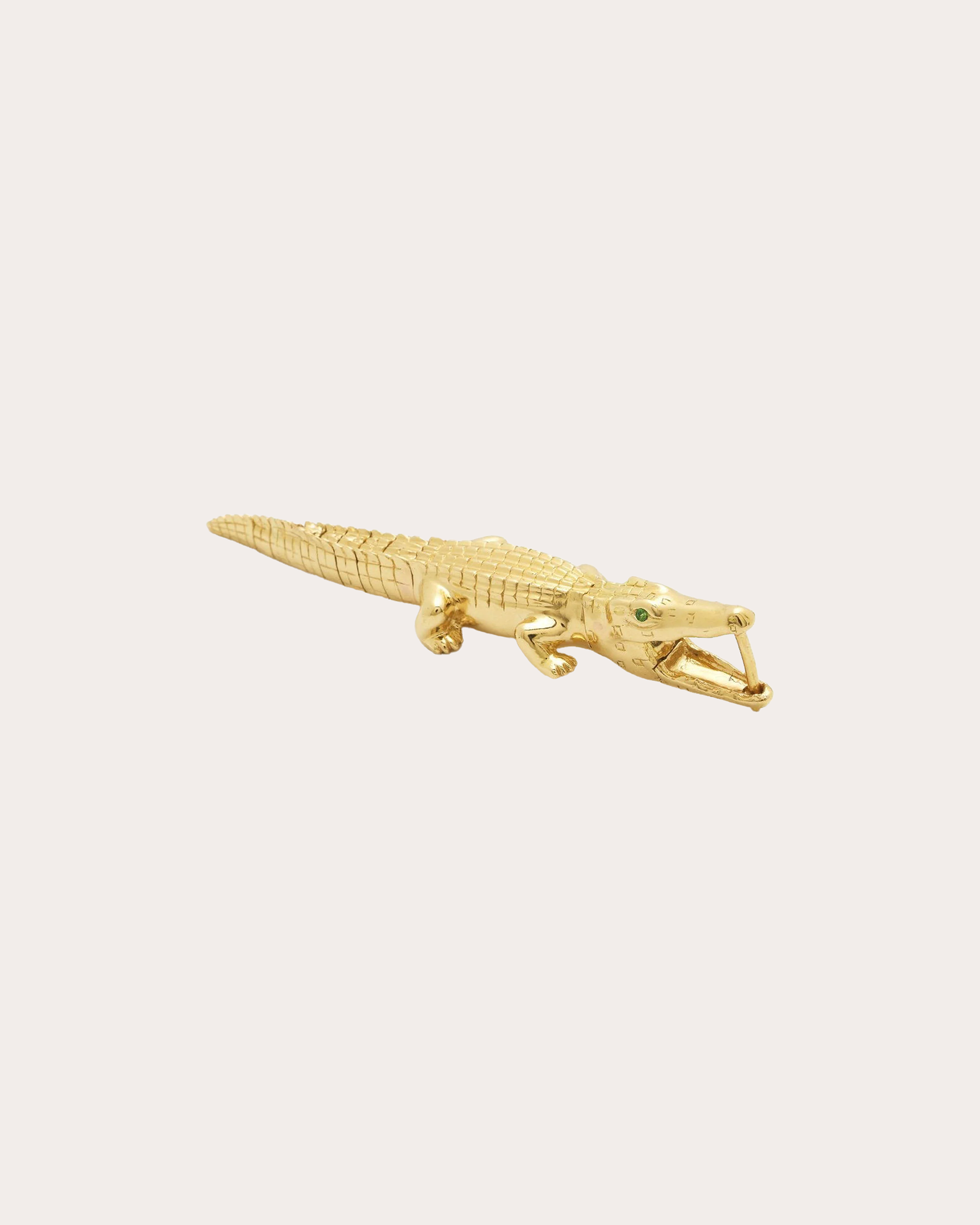 Tsavorite & 18k Gold Alligator Bite Drop Earring