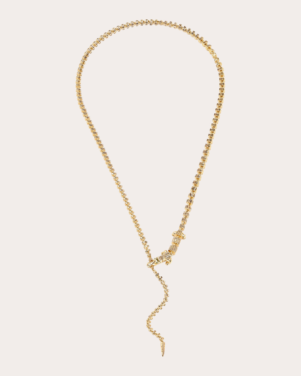 Tsavorite & 18k Gold Alligator Vertebrae Lariat Necklace