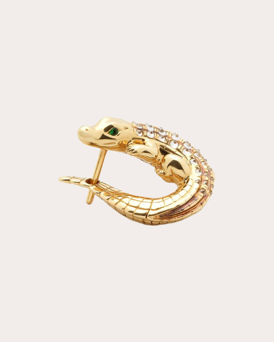 Diamond & 18k Gold Alligator Twist Earring