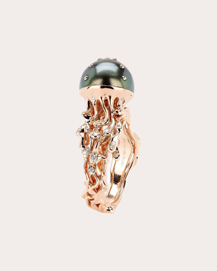 Tahitian Pearl & Diamond Jellyfish Ring