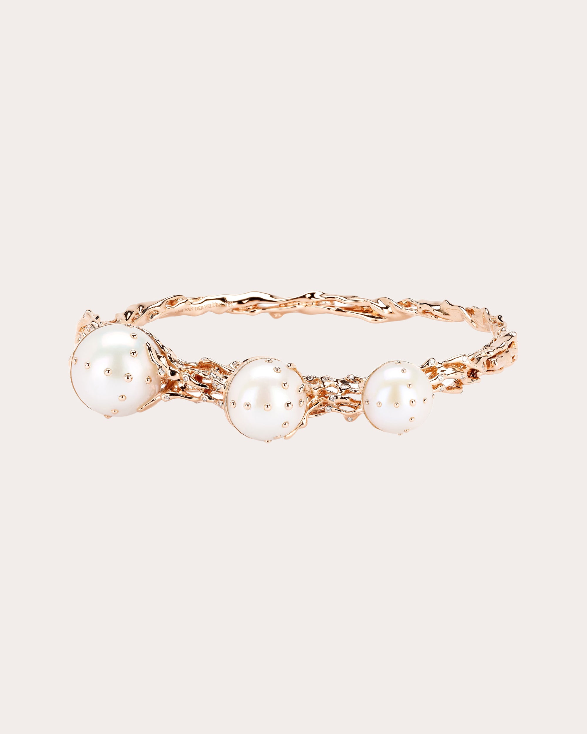 Pearl & Diamond 18k Rose Gold Jellyfish Bangle