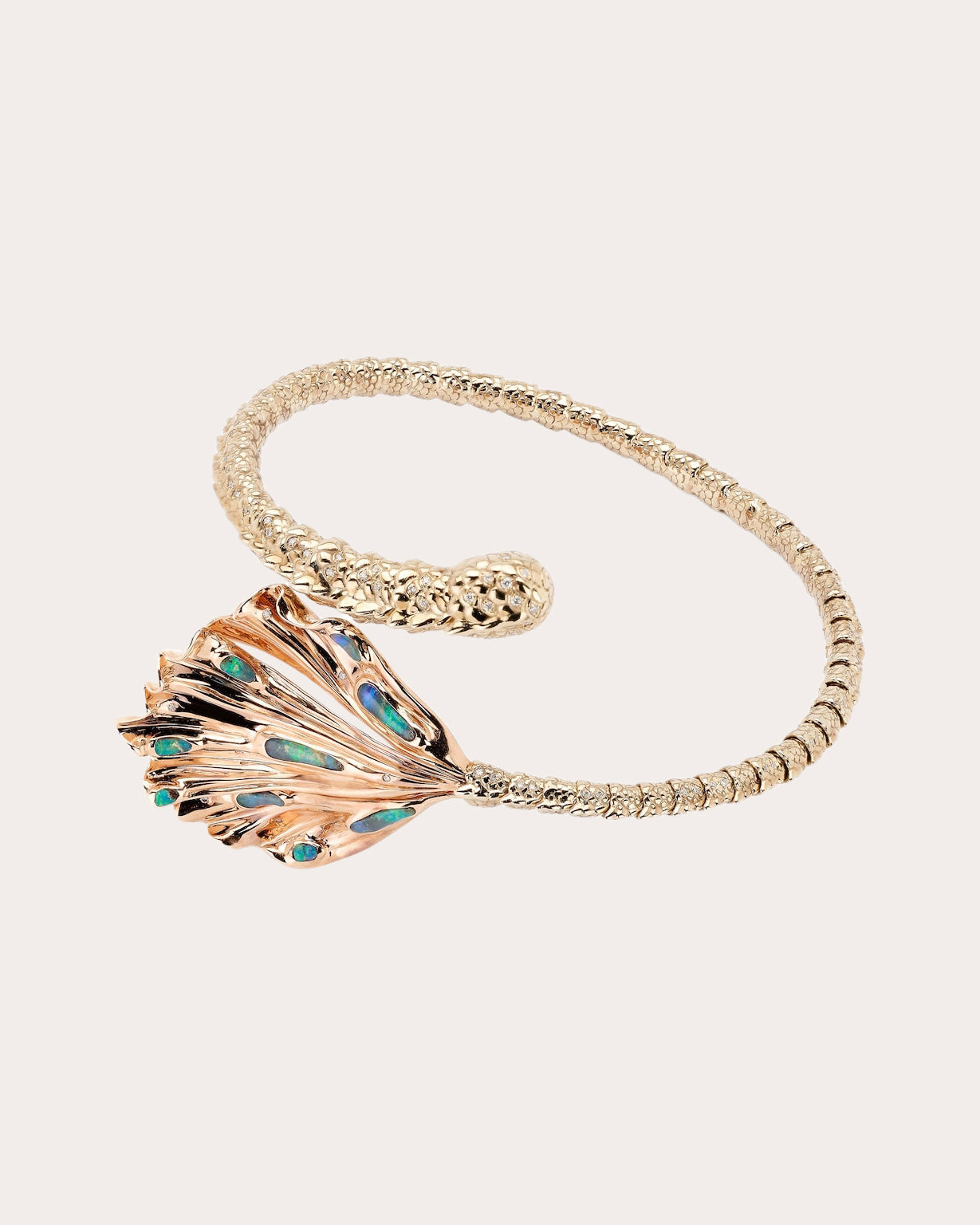 Opal & Diamond Meandering Siren Tail Bangle
