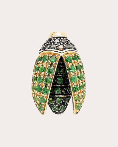 Tsavorite & Diamond Mini Scarab Wings Stud Earring