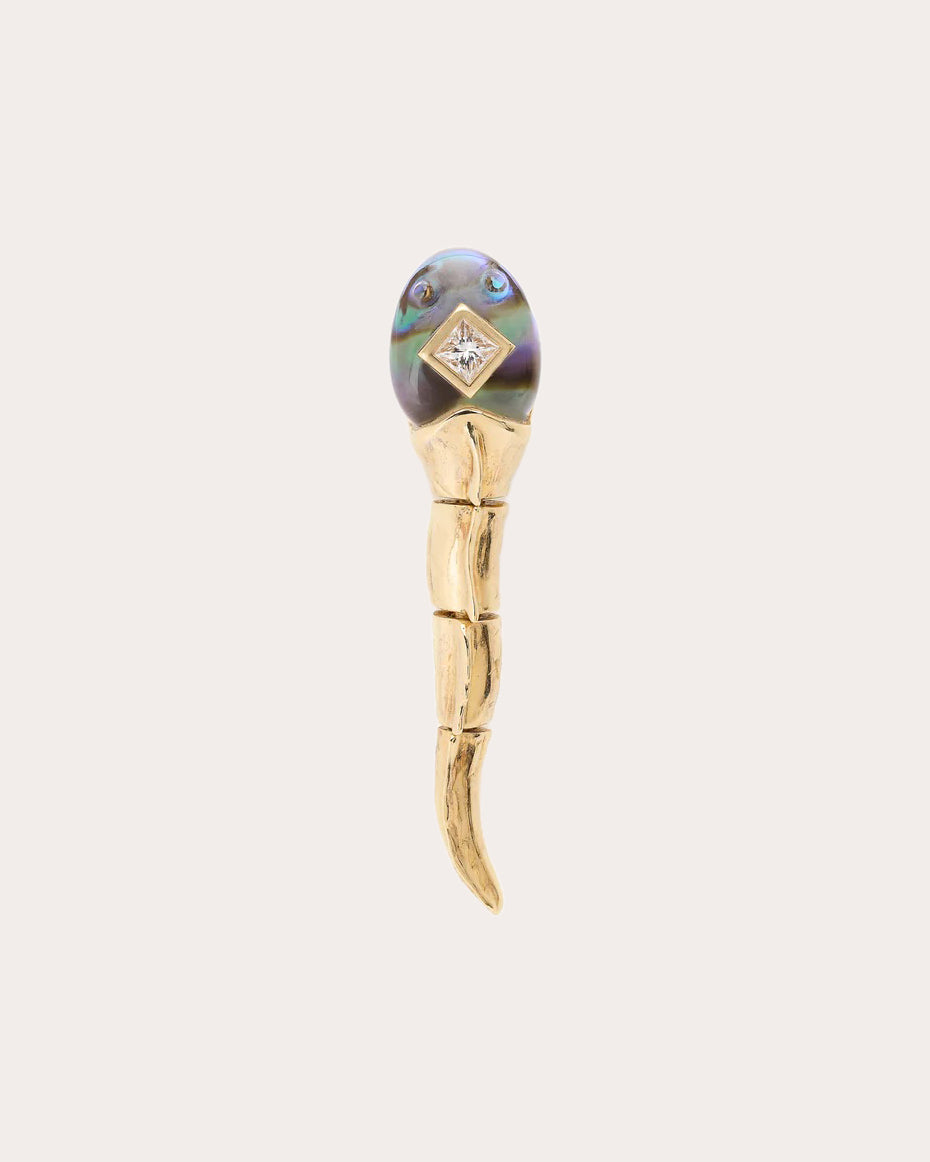 Diamond & Abalone Tadpole Drop Earring