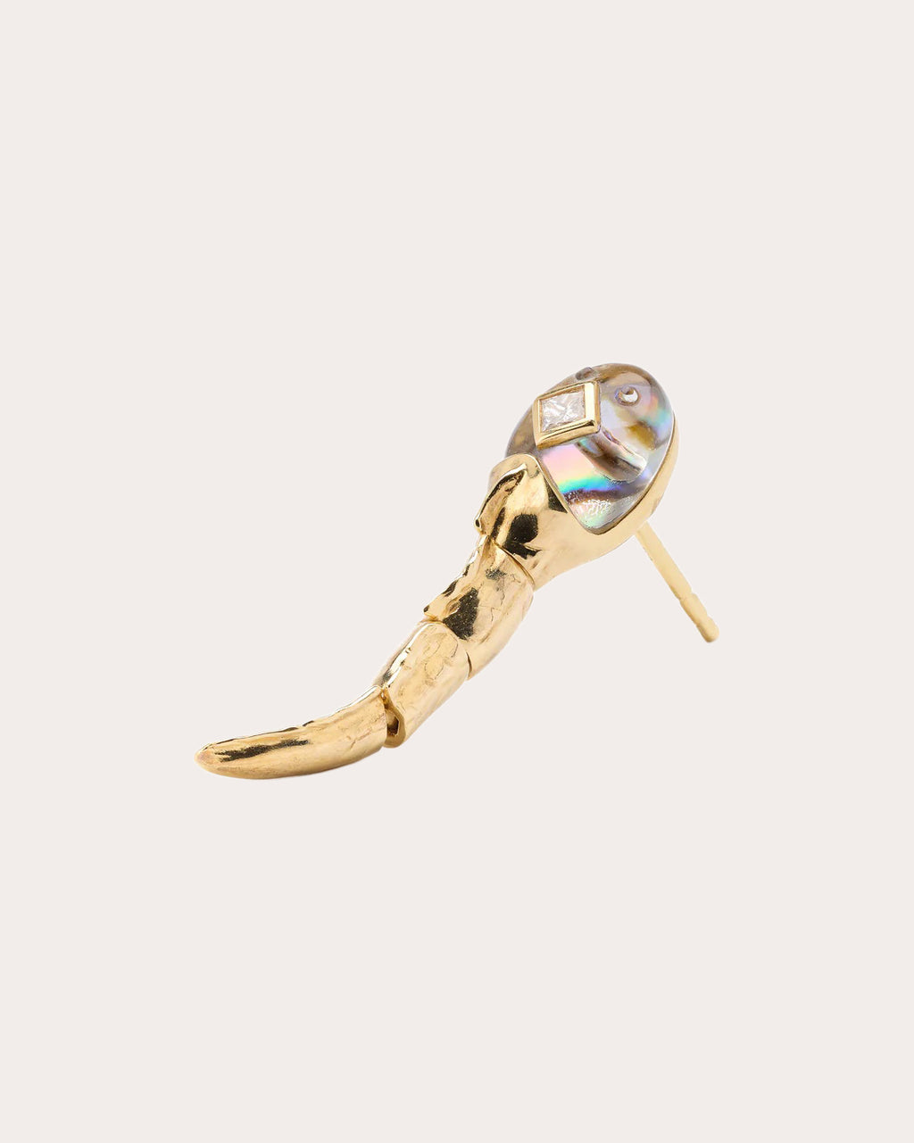 Diamond & Abalone Tadpole Drop Earring