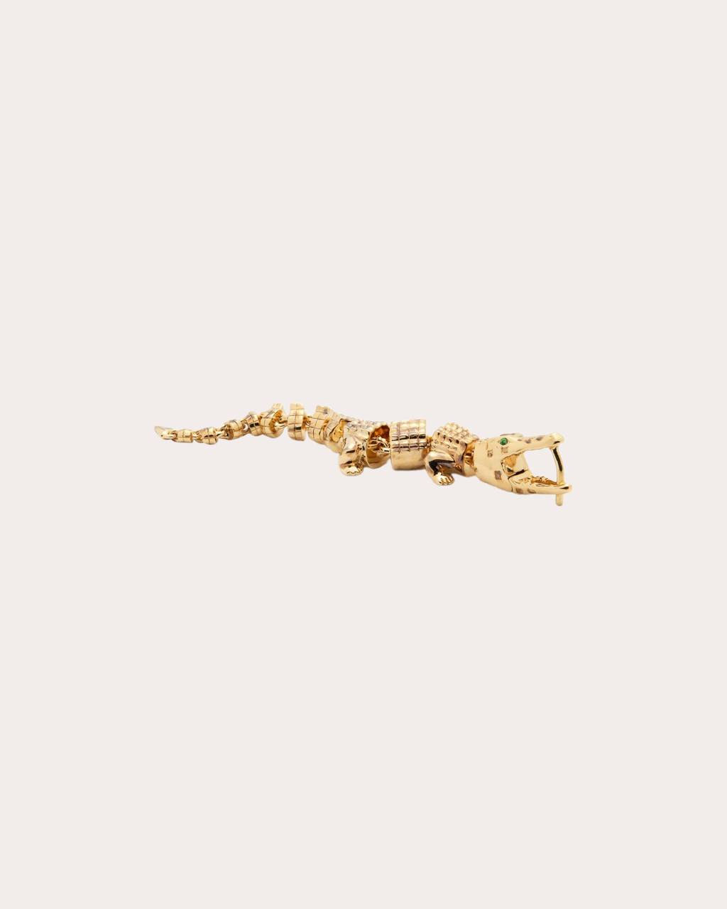 Tsavorite & 18k Gold Alligator Vertebrae Drop Earring