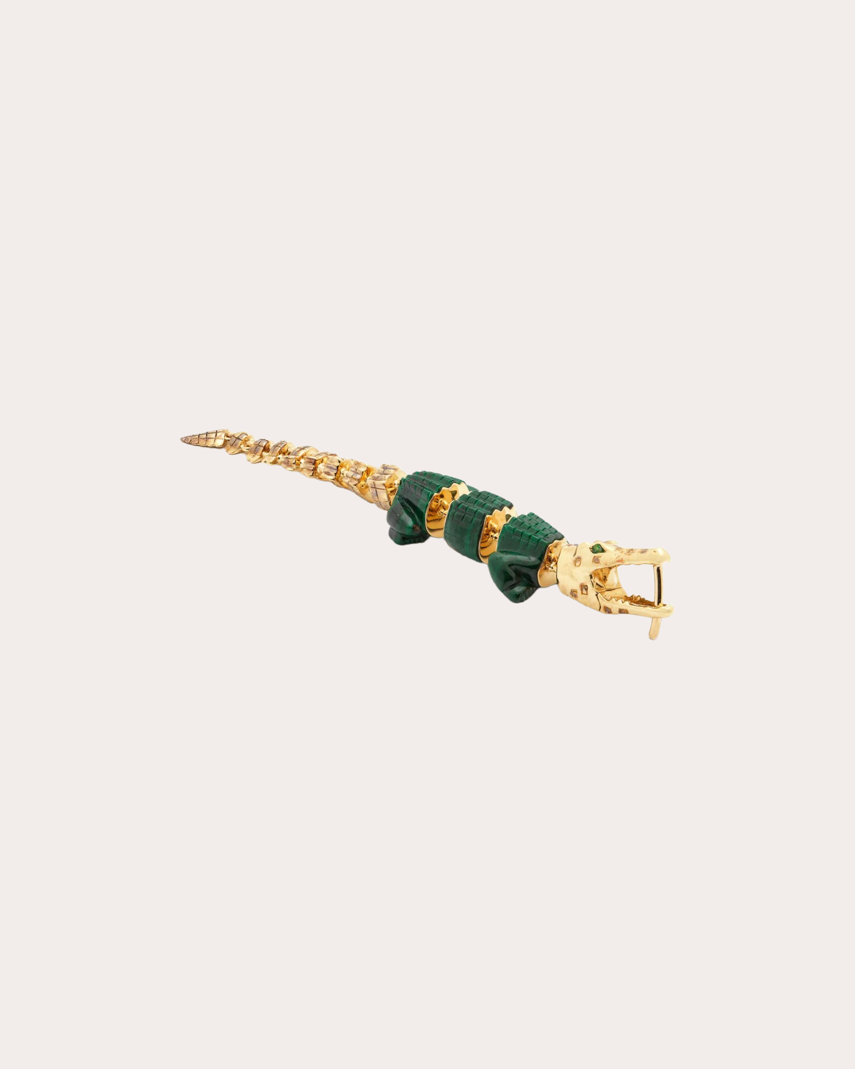 Malachite & Diamond Alligator Vertebrae Drop Earring
