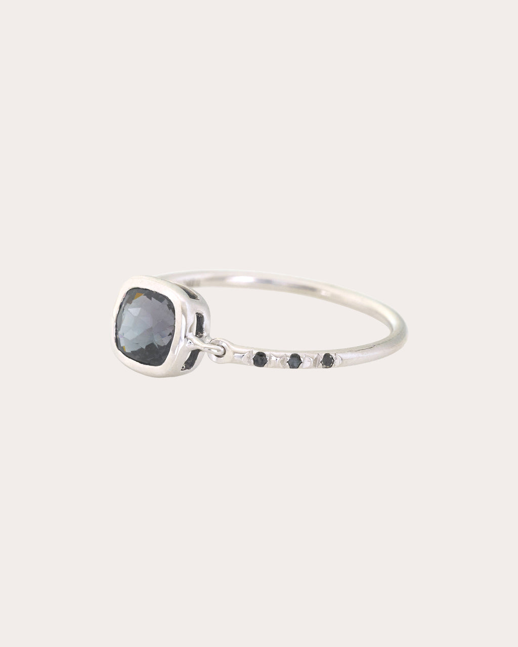 Black Spinel & Black Diamond Petite Circle Ring