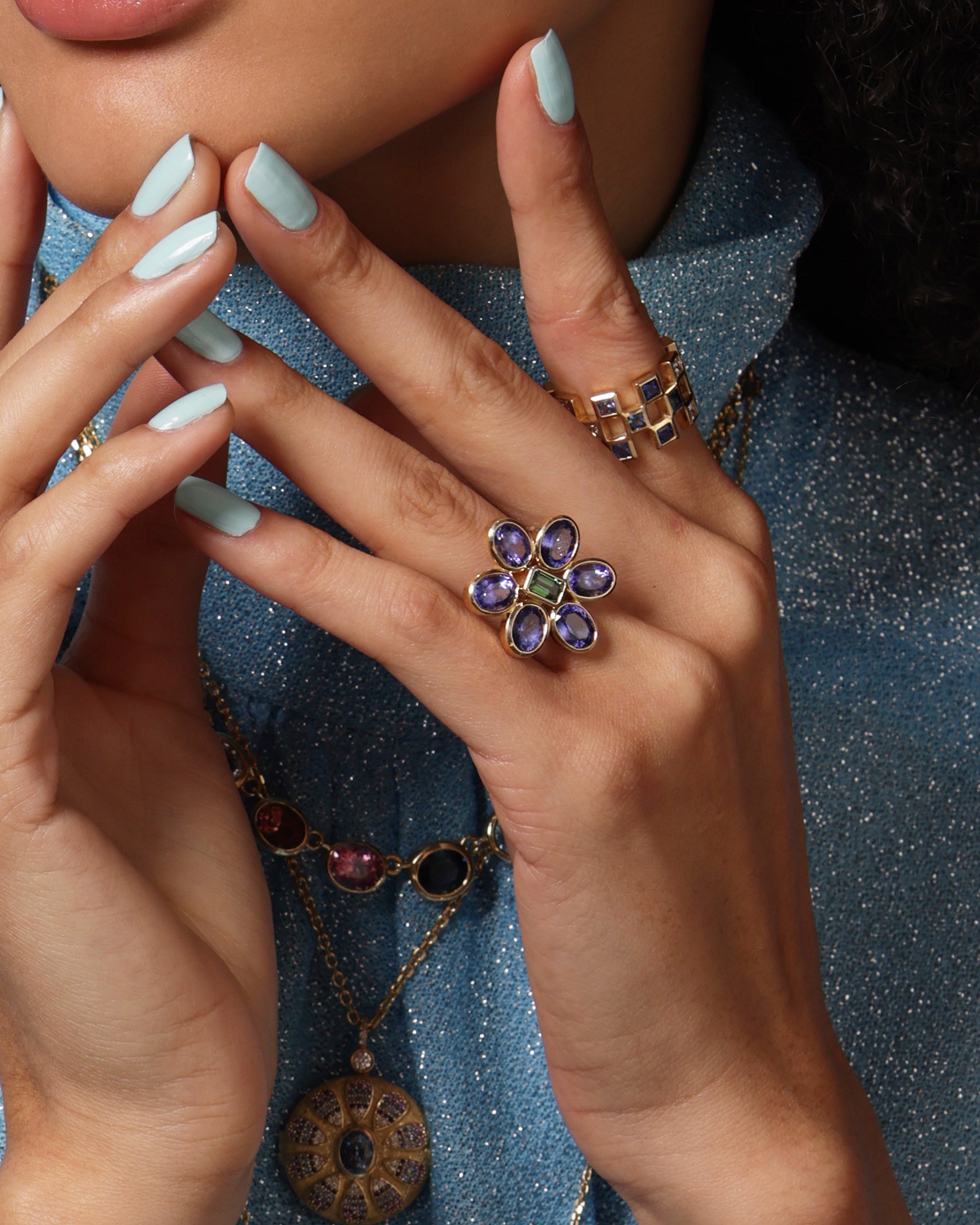 Tanzanite & Tourmaline Bloom III Ring