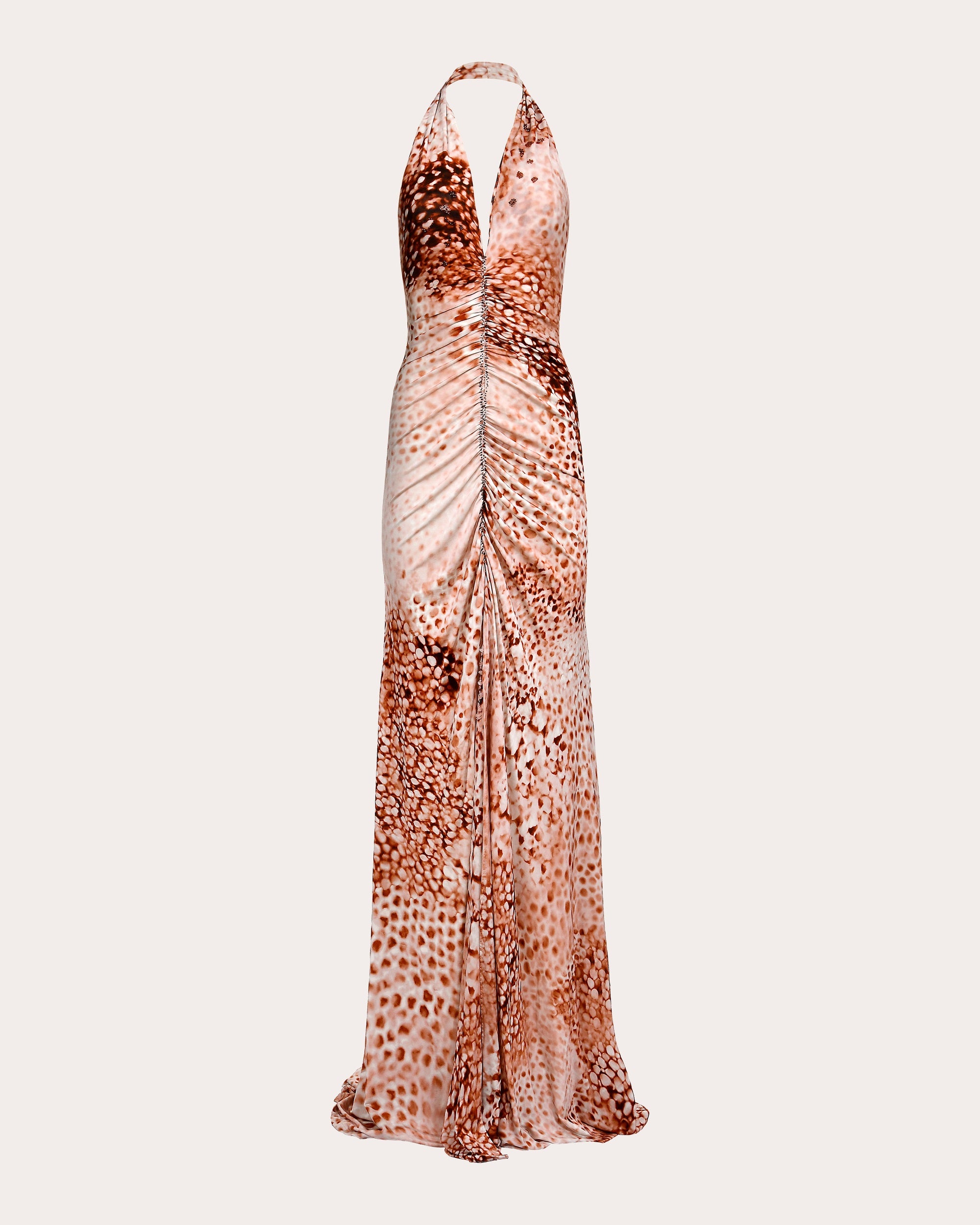 Blush Line Jersey Ruched Halter Gown