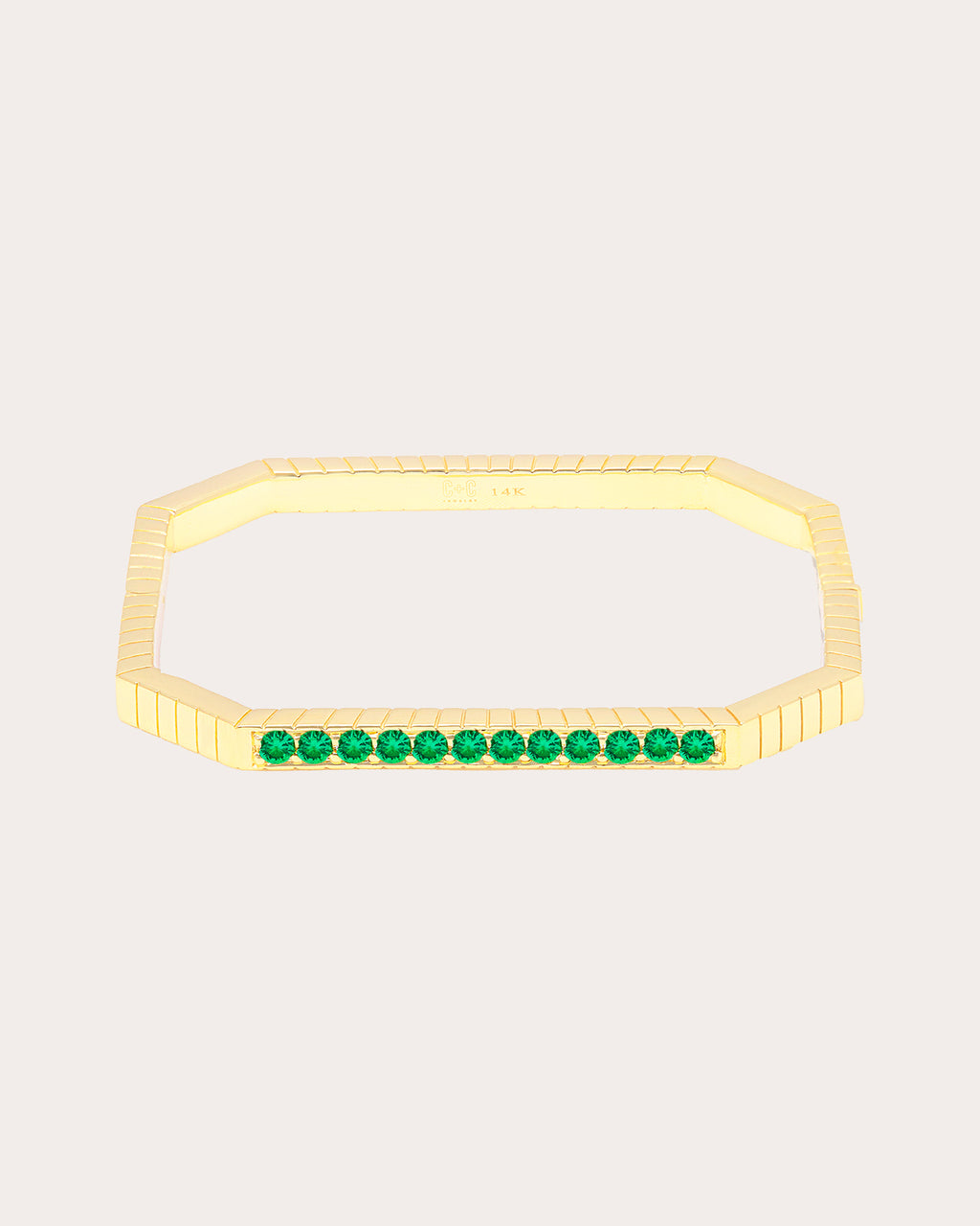 Emerald & 14k Gold Spark Octagon Bangle