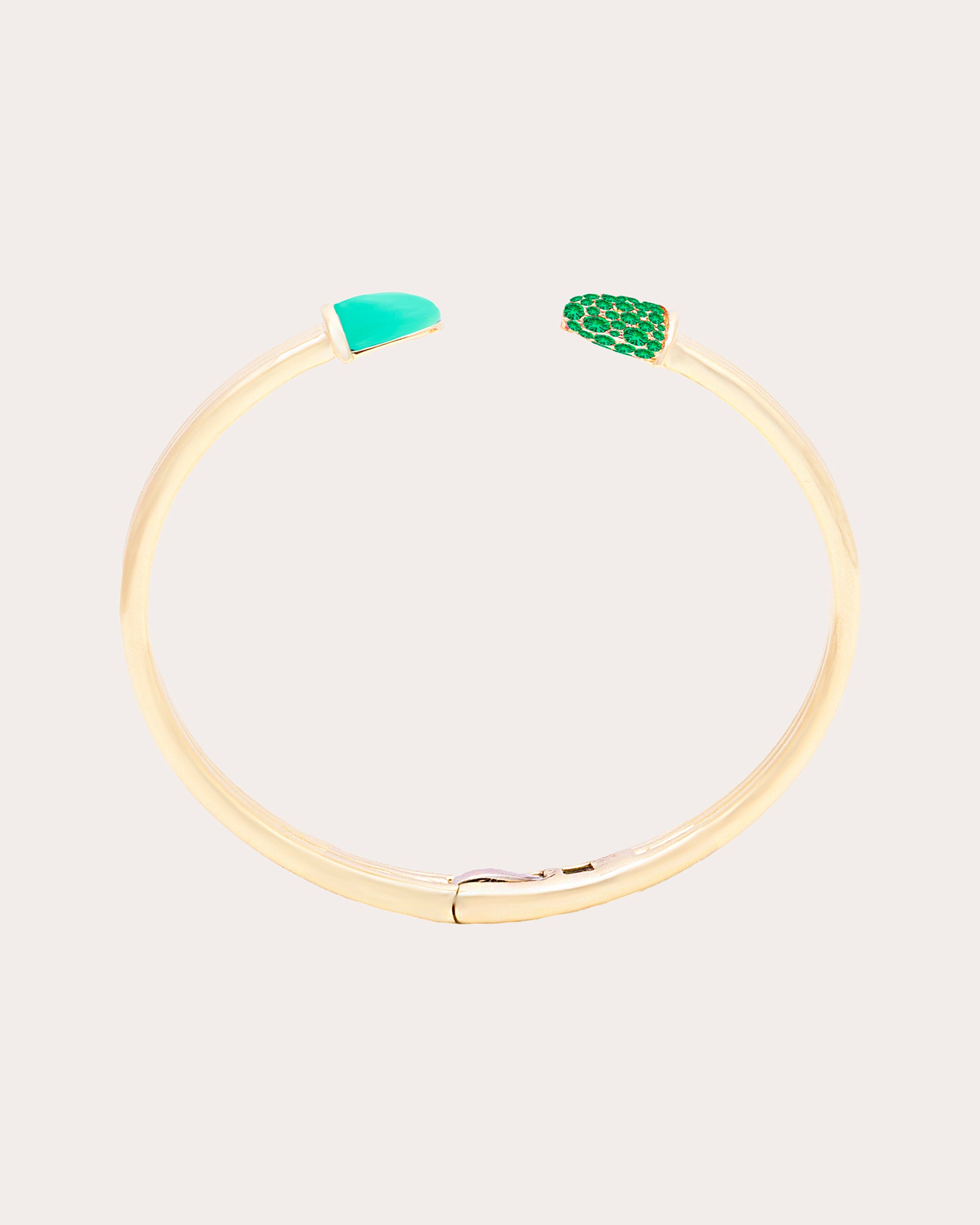 Chrysoprase & Tsavorite 14k Gold Found Cap Cuff