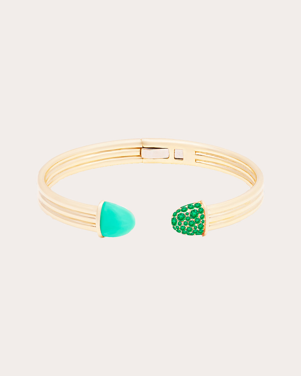 Chrysoprase & Tsavorite 14k Gold Found Cap Cuff