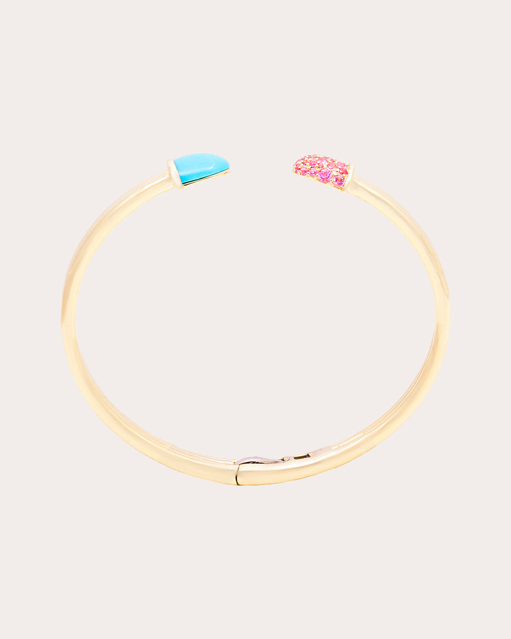Pink Sapphire & Turquoise Found Cap Cuff