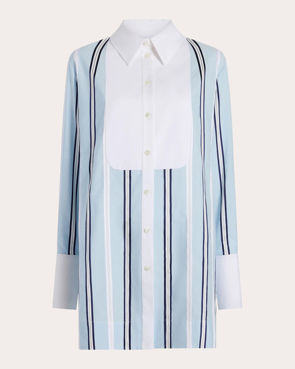 Pinstripe Jacquard Slim Tuxedo Shirt