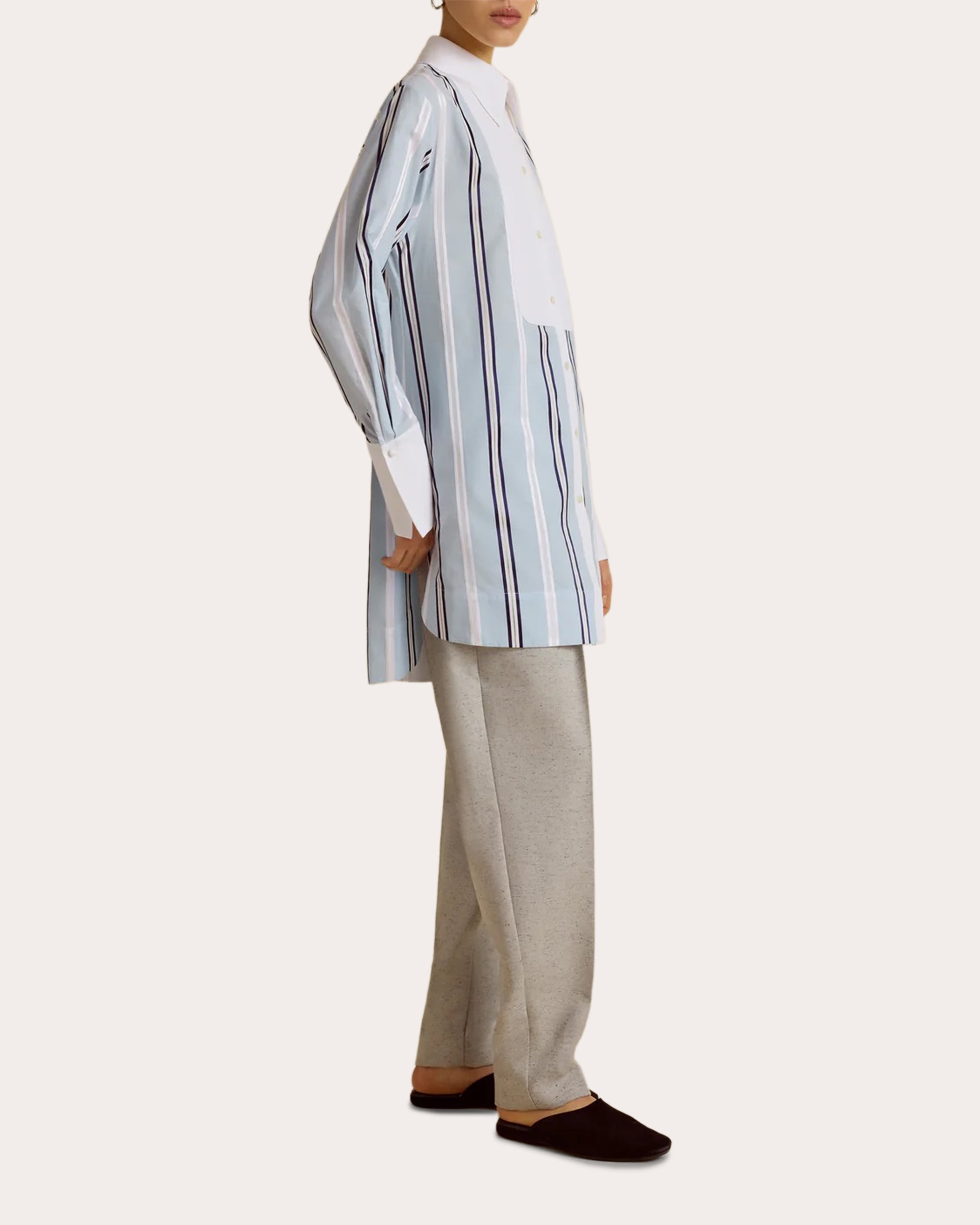 Pinstripe Jacquard Slim Tuxedo Shirt