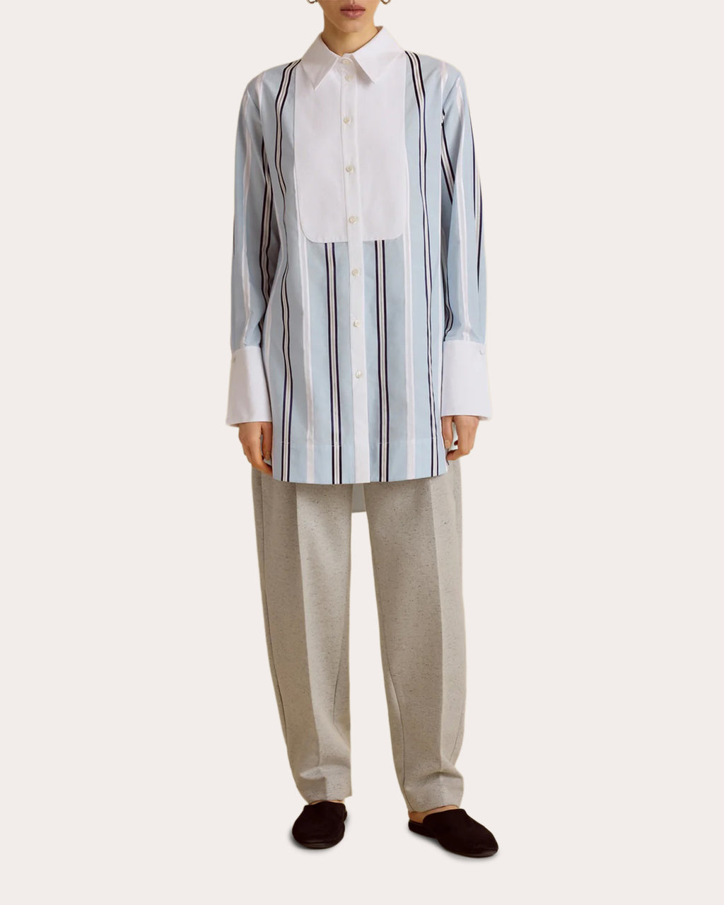 Pinstripe Jacquard Slim Tuxedo Shirt