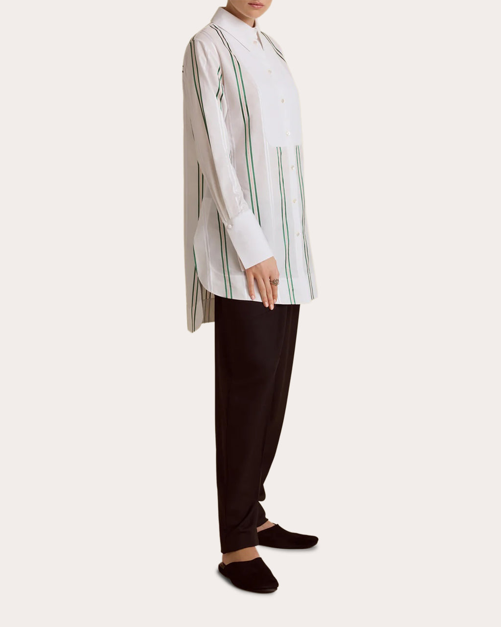 Pinstripe Jacquard Slim Tuxedo Shirt