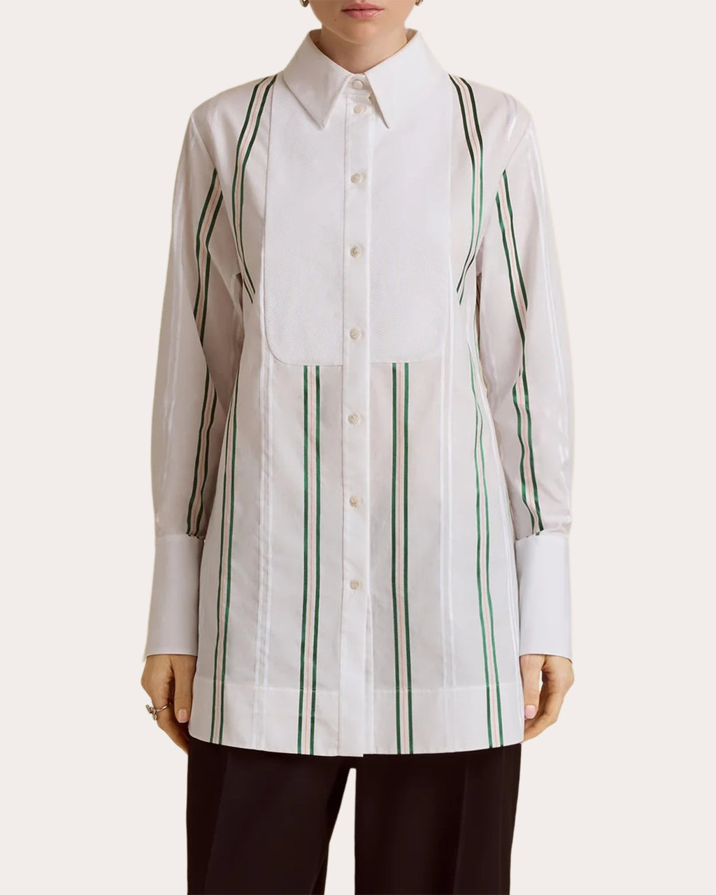 Pinstripe Jacquard Slim Tuxedo Shirt